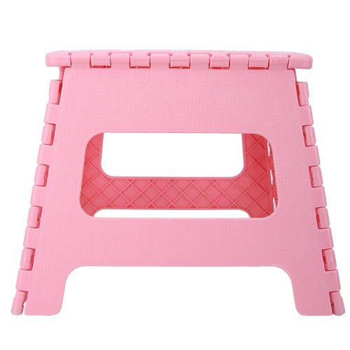 Hjlian Tabouret Pliant Portable En Plastique Epais A Pois, 28,5 X 21,5 X 27 Cm (Rose)