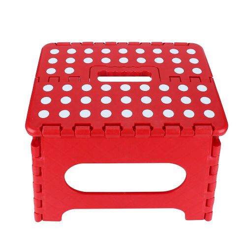Hjlian Tabouret Pliant En Plastique Epais, Petite Chaise, Banc Portable Avance, 29 X 22 X 22 Cm (Rouge Corail)