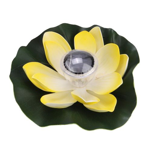Hjlian Lampe De Jardin Led Coloree A Energie Solaire, Style Nenuphar, Pour Piscine, Etang, Fontaine, Jaune