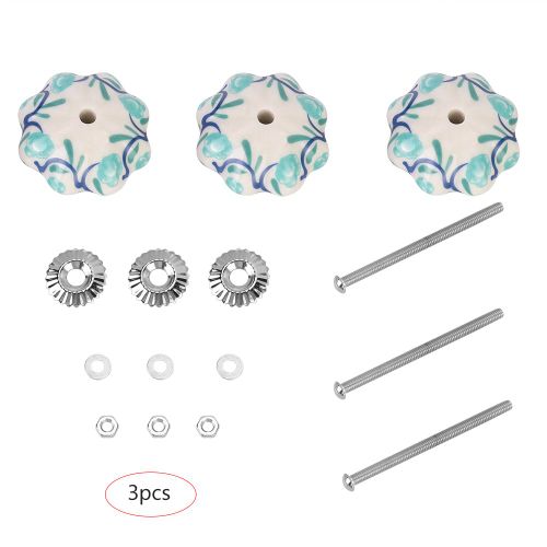 HJLIAN Lot de 3 boutons de porte et tiroirs en ceramique a motifs varies, motif vigne d'arbre