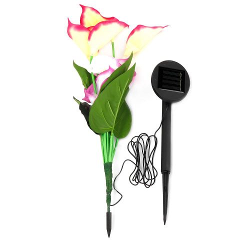 Hjlian Lampe Solaire D'exterieur Etanche A Led Blanc Chaud Avec Fleur De Lys Calla