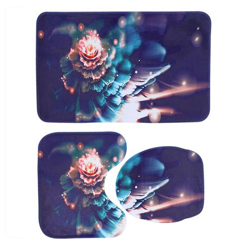 HJLIAN Ensemble de 3 tapis de toilette antiderapants et absorbants a imprime floral, taille L