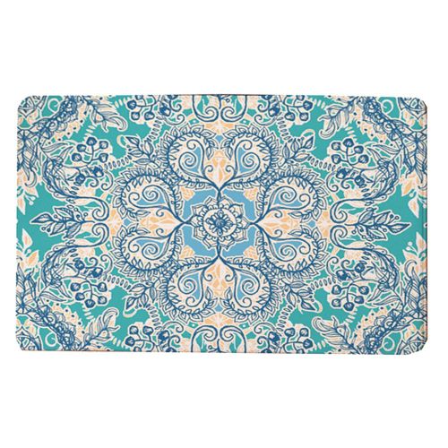Hjlian Paillasson De Cuisine En Flanelle Douce Style Retro A Fleurs, Antiderapant, Absorbant L'eau, 40 X 60 Cm (2)