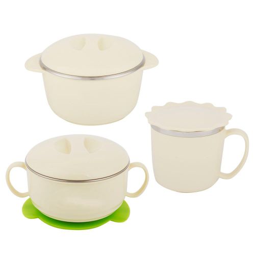 Hjlian Vaisselle Pour Enfants, Cuillere En Silicone, Bol En Acier Inoxydable, Ensemble D'alimentation De Dessin Anime