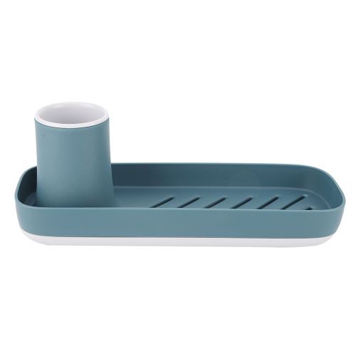 HJLIAN Egouttoir de rangement pour plan de travail, porte-brosse a dents, porte-savon (bleu fonce)
