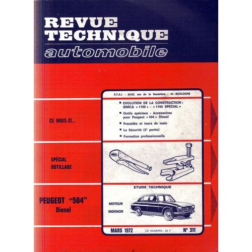 Revue Technique Automobile  N° 311 : Peugeot 504 Diesel