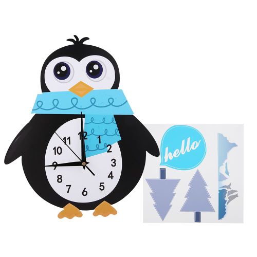 HJLIAN Horloge murale en forme d'animal de dessin anime mignon, decoration pour chambre d'enfant, maison, chambre a coucher