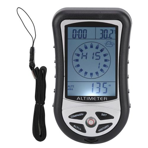 HJLIAN Thermometre portable multifonctionnel, boussole, altimetre, barometre, camping en plein air