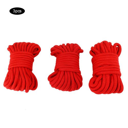 Hjlian Lot De 3 Cordes De 5 M En Coton Doux Pour Bondage, Jeu De Role, Produits Pour Adultes (Rouge)