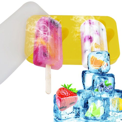 Hjlian Lot De 4 Moules A Glace En Silicone A Faire Soi-Meme, En Forme De Griffe De Chat Et De Bonhomme De Neige (Jaune)