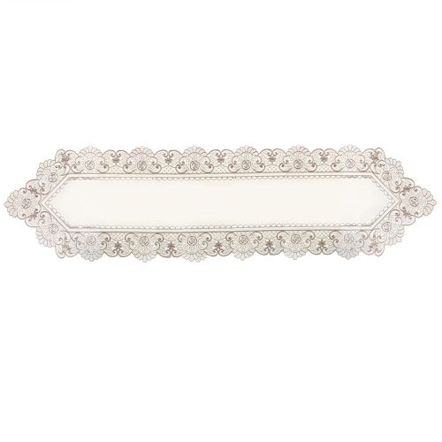 Hjlian Chemin De Table En Dentelle Avec Pompon (150 X 40 Cm)