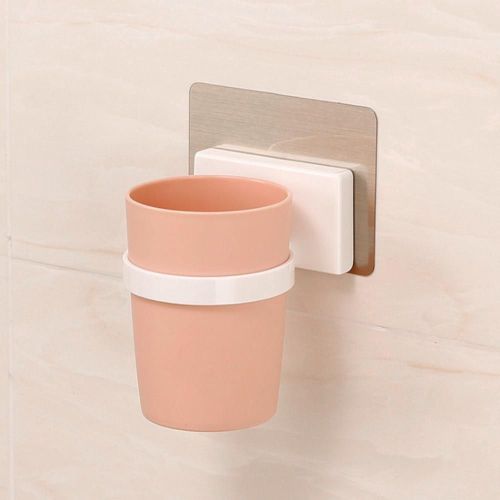 HJLIAN Porte-brosse a dents mural colore pour salle de bain avec couvercle (rose)