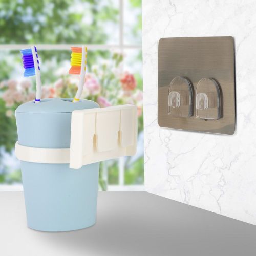 HJLIAN Porte-brosse a dents mural colore pour salle de bain avec couvercle pour gobelet (bleu)