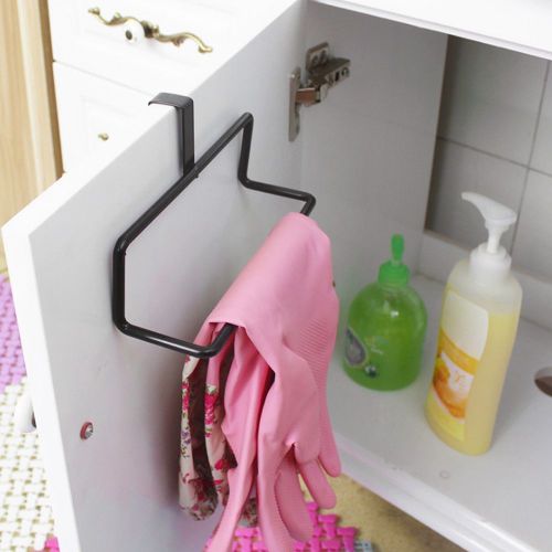 HJLIAN Porte-serviettes multi-usages sans clous pour porte arriere, pour suspendre des gants de toilette (noir)