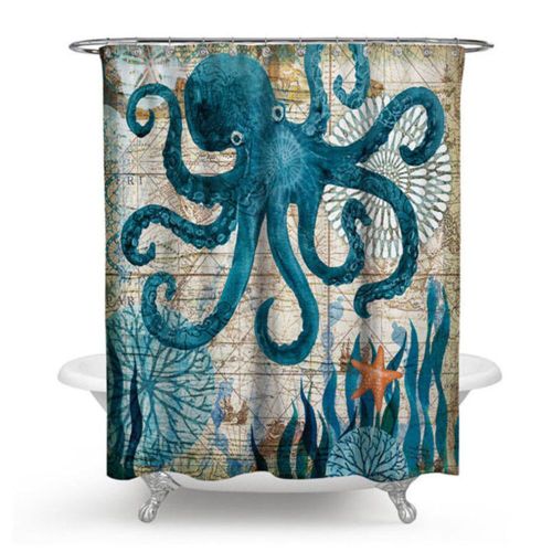 HJLIAN Rideau de douche impermeable a theme ocean et mer, decoration de salle de bain