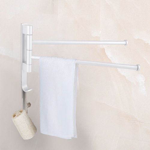 HJLIAN Porte-serviettes rotatif poli pour salle de bain (deux poteaux)