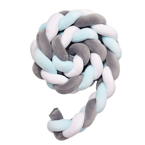 Hjlian Tour De Lit Tresse Pour Bebe, Long Coussin De Chambre D'enfant, Noud Doux, Oreiller Serpent (2 M)