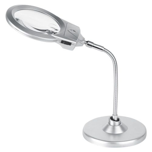 Hjlian Lampe De Bureau A Tube Flexible Avec Loupe Et 2 Led