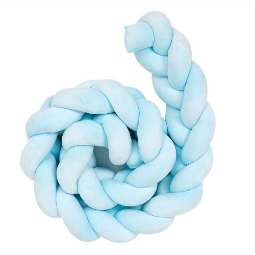 Hjlian Tour De Lit Tresse Pour Bebe De 1,5 M, Long Coussin De Chambre D'enfant, Noud Doux, Oreiller Serpent (Bleu)
