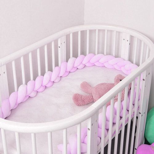 Hjlian Tour De Lit Tresse Pour Bebe De 1,5 M, Coussin Long Pour Chambre D'enfant, Noud Doux, Oreiller Serpent (Rose)