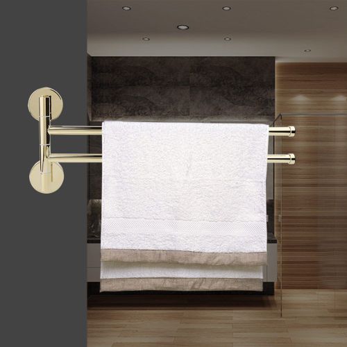 HJLIAN Porte-serviettes mural en laiton de style europeen, rotatif a 180¡ã, 2 barres, pour salle de bain