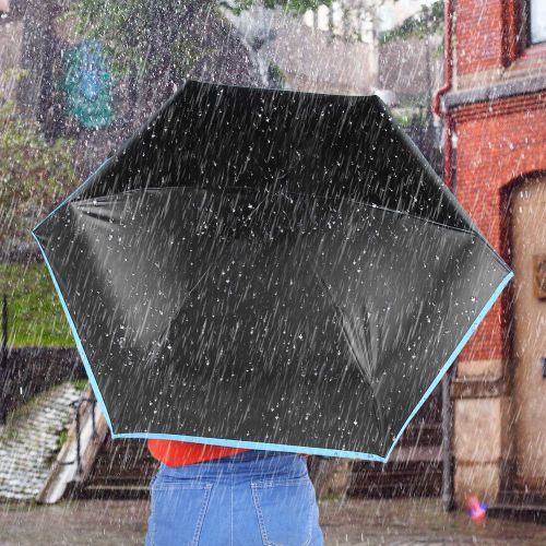 HJLIAN Mini parapluie de poche pliable et portable a cinq volets, protection fiable (bleu)
