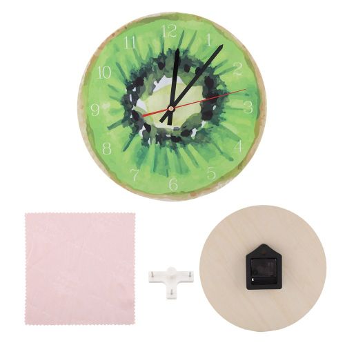 HJLIAN Horloge murale numerique silencieuse de 11 pouces, motif fruits de dessin anime, pour decoration de chambre d'enfant (kiwi)