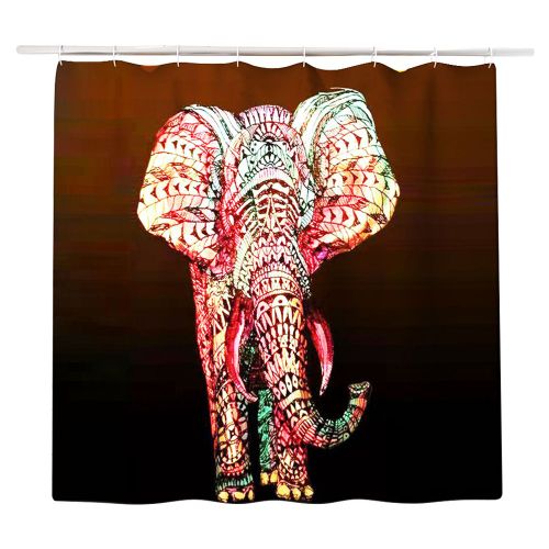 HJLIAN Rideau de douche impermeable a theme elephant, decoration de salle de bain