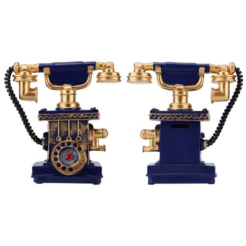 HJLIAN Telephone vintage retro antique, decoration de bureau, maison, ornement, tirelire, bleu