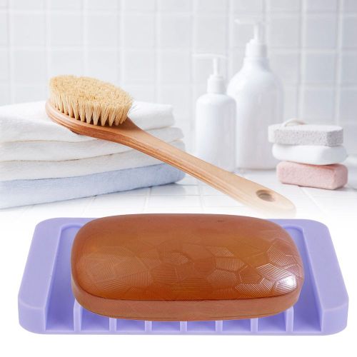HJLIAN Boite a savon carree violette, plateau a vaisselle, organisateur de salle de bain