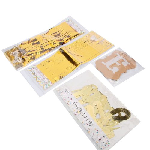 HJLIAN Banniere a pampilles pour decoration de fete d'anniversaire de bebe (dore)