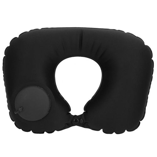 Hjlian Coussin Gonflable Automatique En Forme De U, Coussin Portable Pour Le Soutien Du Cou (Noir) 