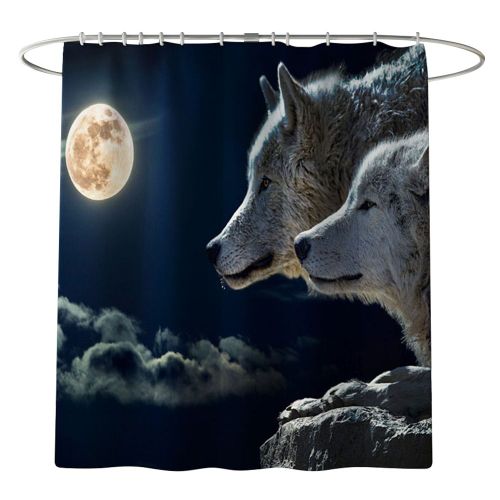 HJLIAN Rideau de douche impermeable a theme nocturne, decoration de salle de bain