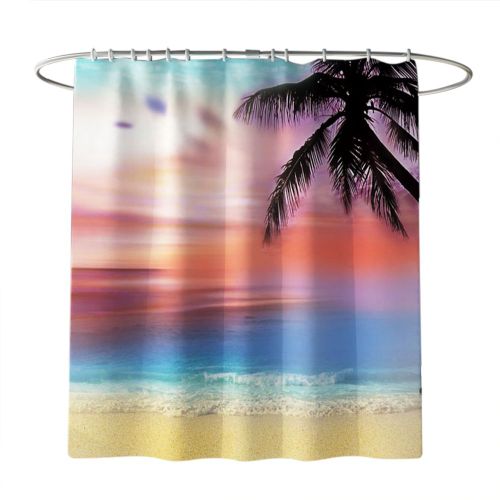 HJLIAN Rideau de douche impermeable a theme plage, decoration de salle de bain