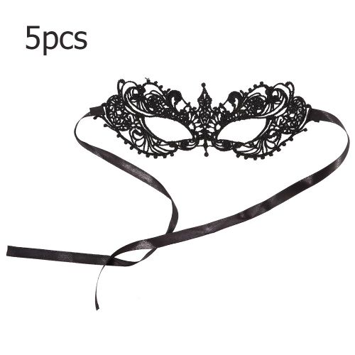 HJLIAN Lot de 5 masques d'Halloween pour decoration de spectacle, masque de danse, cache-oil en dentelle (petit pointu)