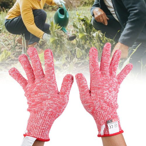 HJLIAN 1 paire de gants resistants aux coupures, gants de securite pour le filetage, gants de couteau, gants de jardinage rouges