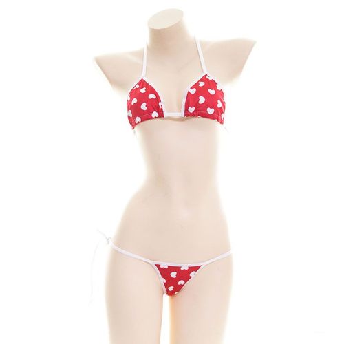Lingerie Japonaise Sexy Lolita Kawaii,Mini Bikini Rayé Bleu Rose Blanc,Costumes Érotiques Cosplay Pour Adultes,Soutien-Gorge,Ensemble De Sous-Vêtements Pour Femmes