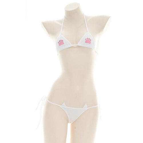 Lingerie Japonaise Sexy Lolita Kawaii,Mini Bikini Rayé Bleu Rose Blanc,Costumes Érotiques Cosplay Pour Adultes,Soutien-Gorge,Ensemble De Sous-Vêtements Pour Femmes