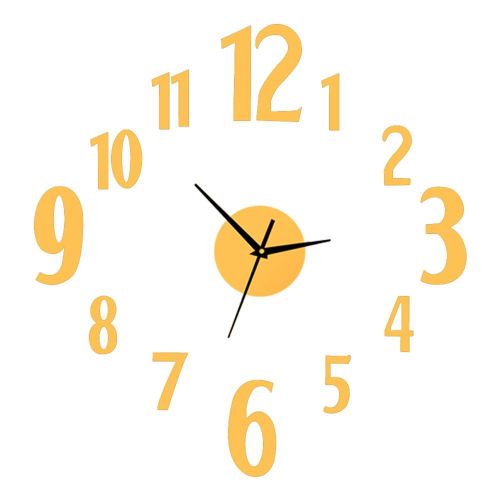 HJLIAN Horloge murale moderne sans cadre, grande horloge 3D sans tic-tac pour salon, doree