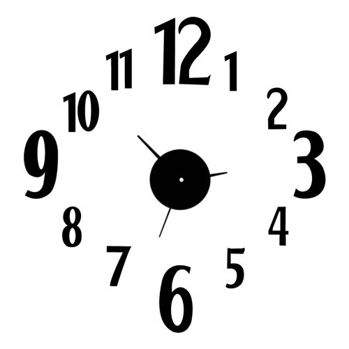 HJLIAN Horloge murale moderne sans cadre, grande horloge 3D sans tic-tac pour salon, noire