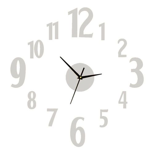 HJLIAN Horloge murale moderne sans cadre, grande horloge 3D sans tic-tac pour salon, argent