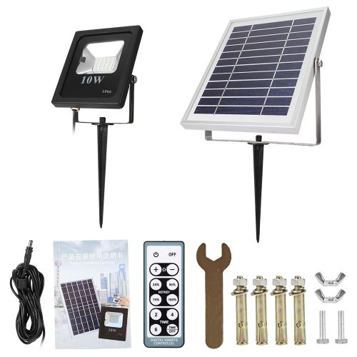 Hjlian Projecteur Solaire 10 W Avec Telecommande Rf, Eclairage Exterieur Etanche Ip66, Lampe De Jardin