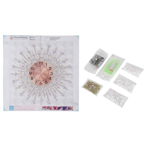 HJLIAN Horloge murale decorative sans tic-tac avec diamants scintillants pour chambre (motif radial)