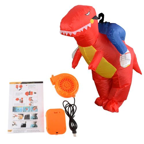 Hjlian Costume Gonflable De Dinosaure Vert Pour Fete, Fete, Festival (Rouge Pour Enfants)