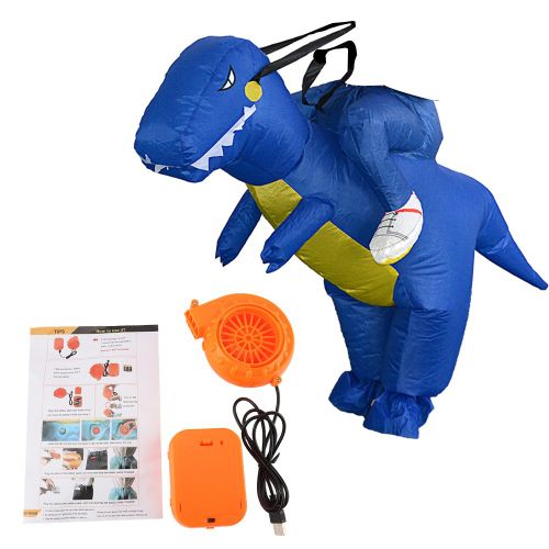 Hjlian Costume Gonflable De Dinosaure Vert Pour Fete, Fete, Festival (Bleu Pour Enfants)