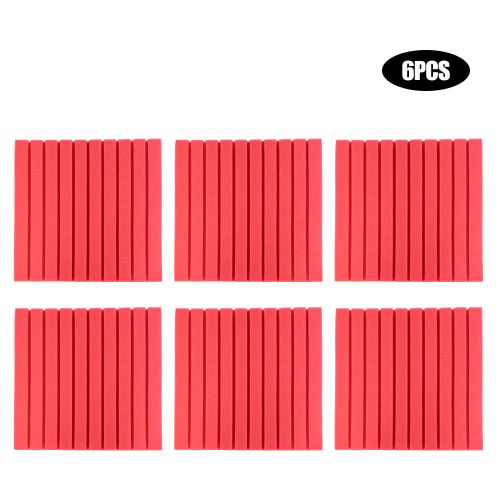 HJLIAN Lot de 6 panneaux acoustiques en mousse pour studio, 50 x 50 x 5 cm, insonorisation (rouge)