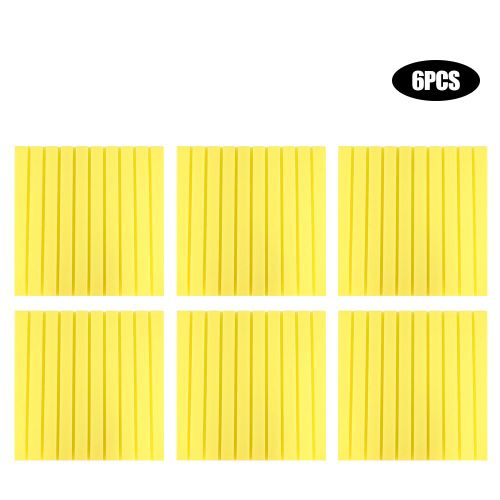 HJLIAN Lot de 6 panneaux acoustiques en mousse pour studio, 50 x 50 x 5 cm, insonorisation (jaune)