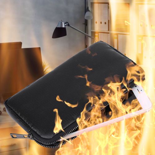 HJLIAN Sac de rangement noir, etanche et ignifuge, pour smartphone, batterie externe, alimentation mobile, securite exterieure