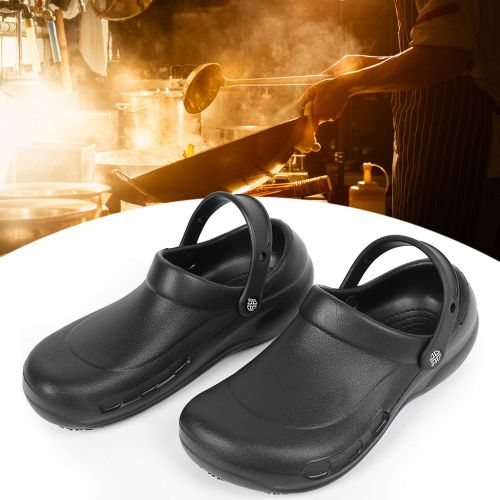 Hjlian Sandales De Chef Pour Hommes, Chaussures Super Antiderapantes Pour Cuisiniers, Chaussures De Cuisine Noires
