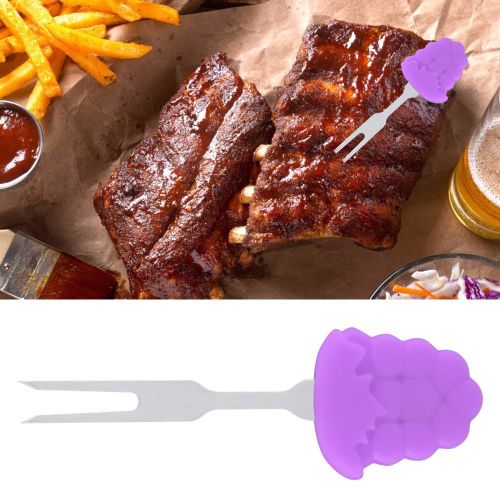 HJLIAN Lot de 2 mini fourchettes multifonctions en acier inoxydable pour barbecue (violet)